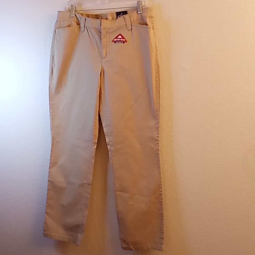 NEW ST. JOHN'S BAY size 12 tan color straight legs pants (B7) Zip WP